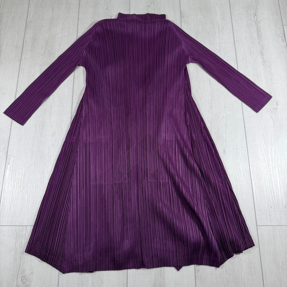PLEATS PLEASE Issey Miyake Cardigan Size 3 Purple Print Mock Neck - Picture 5 of 8